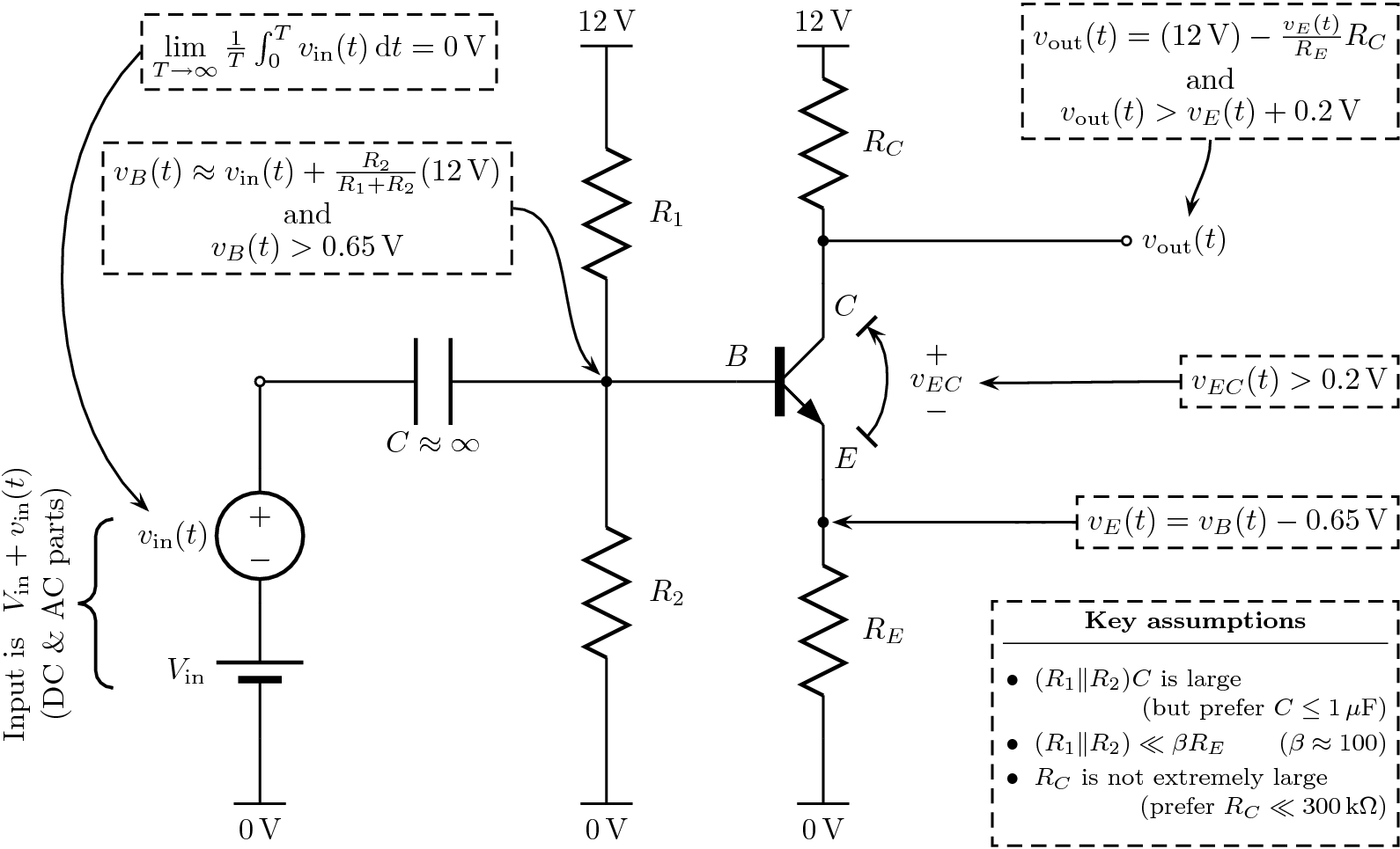 Complete common emitter amplifier